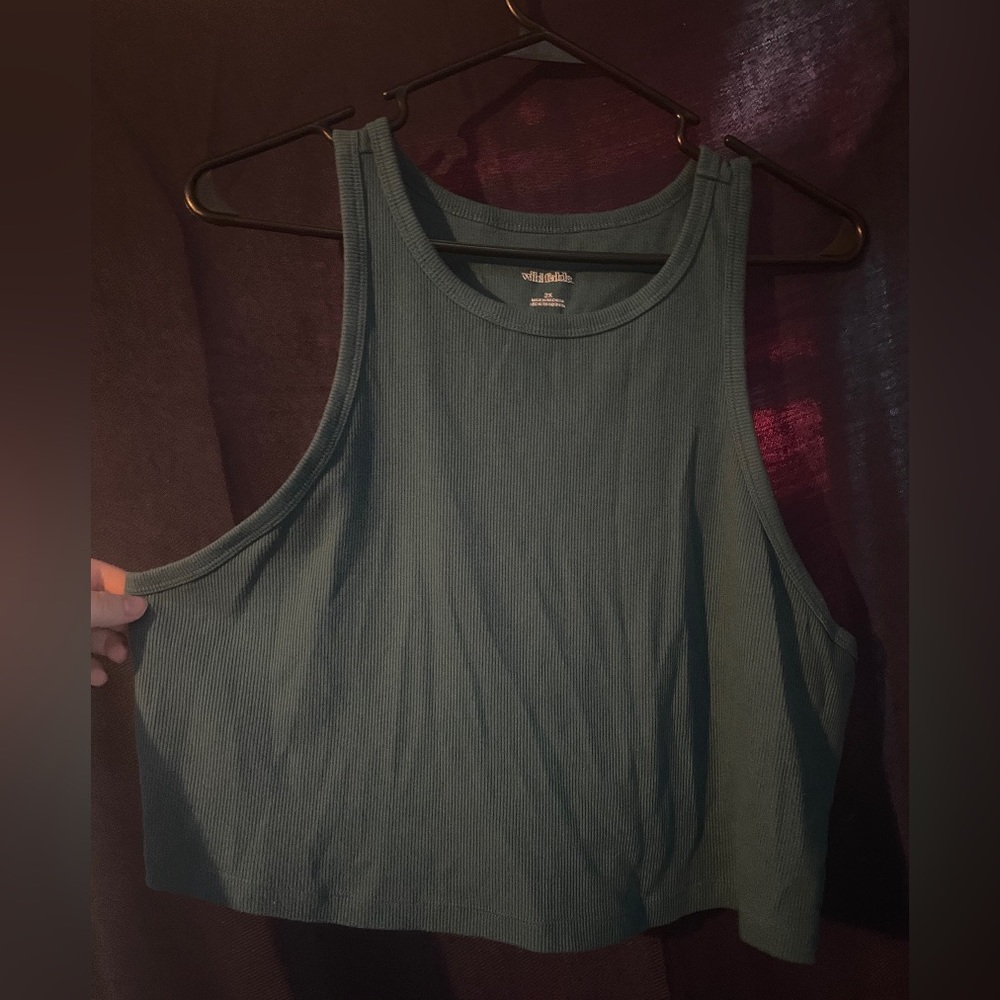 Wild Fable - Women’s 2X Teal Ribbed Tiny Tank Top Crop Top